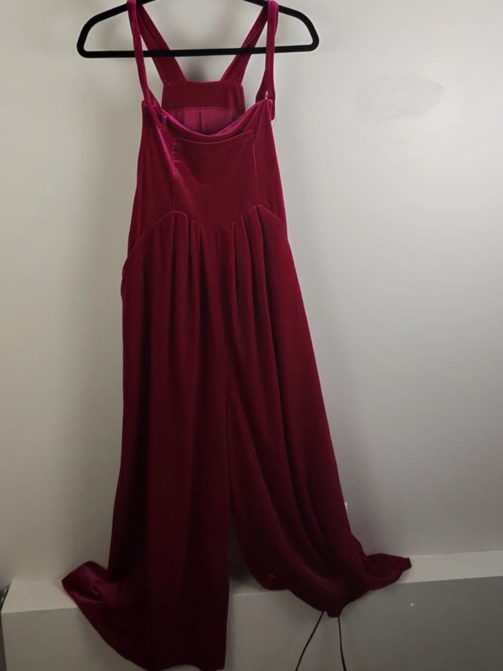 Fuchsia Velvet Pinafore romper